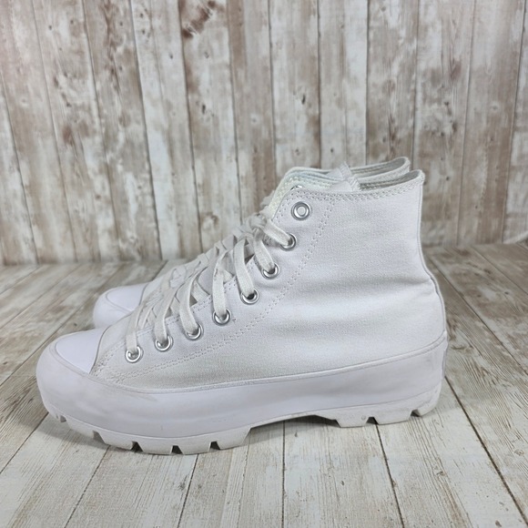 Converse All Star Lugged White Canvas High Top Platform Sneakers‎ Women's - Picture 2 of 8